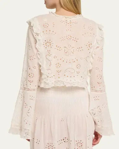 LoveShackFancy Hawthorn Eyelet-Embroidered Top | Thumbnail 3