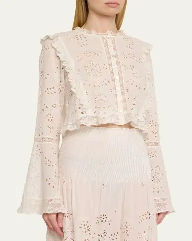 LoveShackFancy Hawthorn Eyelet-Embroidered Top | Thumbnail 4