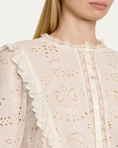 LoveShackFancy Hawthorn Eyelet-Embroidered Top | Thumbnail 5