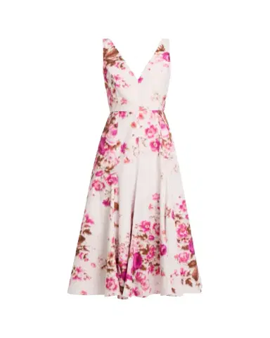 Erdem Floral Print Cotton Sleeveless V-Neck Midi Dress | Thumbnail 1 Erdem Floral Print Cotton Sleeveless V-Neck Midi Dress | Thumbnail 1