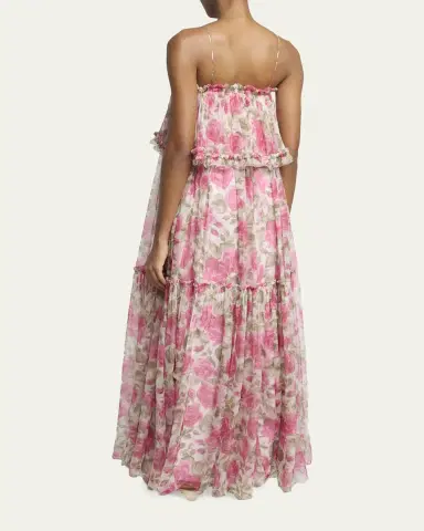 Chloé Rose Silk Chiffon Ruffle Tiered Maxi Dress | Thumbnail 3 Chloé Rose Silk Chiffon Ruffle Tiered Maxi Dress | Thumbnail 3