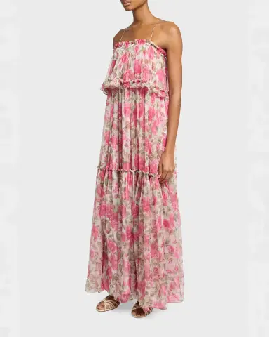 Chloé Rose Silk Chiffon Ruffle Tiered Maxi Dress | Thumbnail 8 Chloé Rose Silk Chiffon Ruffle Tiered Maxi Dress | Thumbnail 8