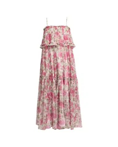 Chloé Rose Silk Chiffon Ruffle Tiered Maxi Dress | Thumbnail 1 Chloé Rose Silk Chiffon Ruffle Tiered Maxi Dress | Thumbnail 1