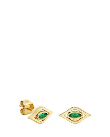Sydney Evan 14K Emerald Fluted Evil Eye Stud Earrings | Thumbnail 1 Sydney Evan 14K Emerald Fluted Evil Eye Stud Earrings | Thumbnail 1