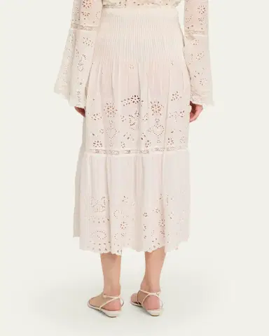 LoveShackFancy Mallow Embroidered Cotton Midi Skirt | Thumbnail 3 LoveShackFancy Mallow Embroidered Cotton Midi Skirt | Thumbnail 3