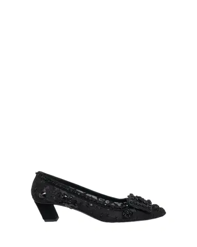 Roger Vivier Belle Vivier Buckle Embellished Lace Pumps | Thumbnail 1