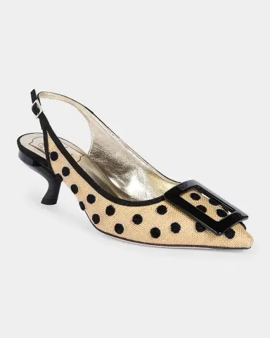 Roger Vivier 55mm Virgule Embroidered Dots Raffia and Suede Slingback Pumps | Thumbnail 7 Roger Vivier 55mm Virgule Embroidered Dots Raffia and Suede Slingback Pumps | Thumbnail 7