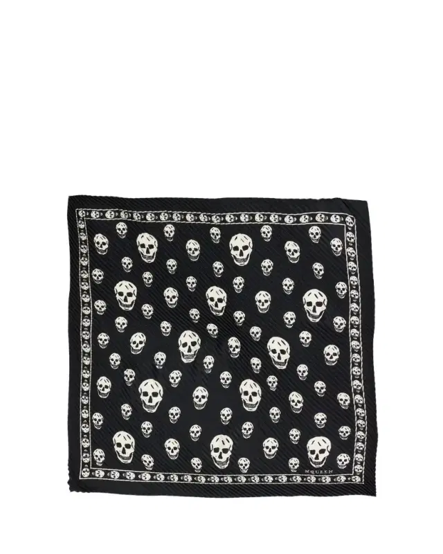 Pleated Silk Skull Scarf
