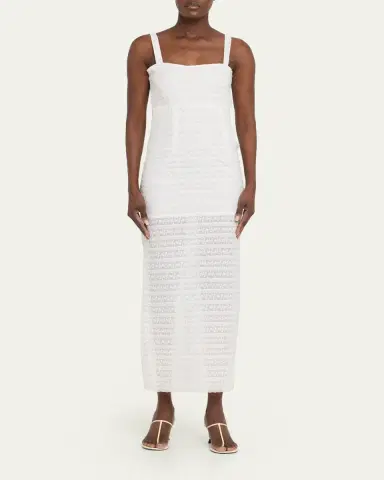 LoveShackFancy Verna Lace Stripe Midi Dress | Thumbnail 2