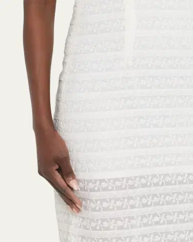 LoveShackFancy Verna Lace Stripe Midi Dress | Thumbnail 5