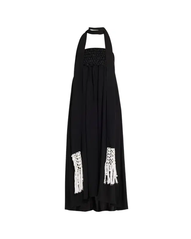 MARIA MCMANUS Macrame Scarf Empire-Waist Gown