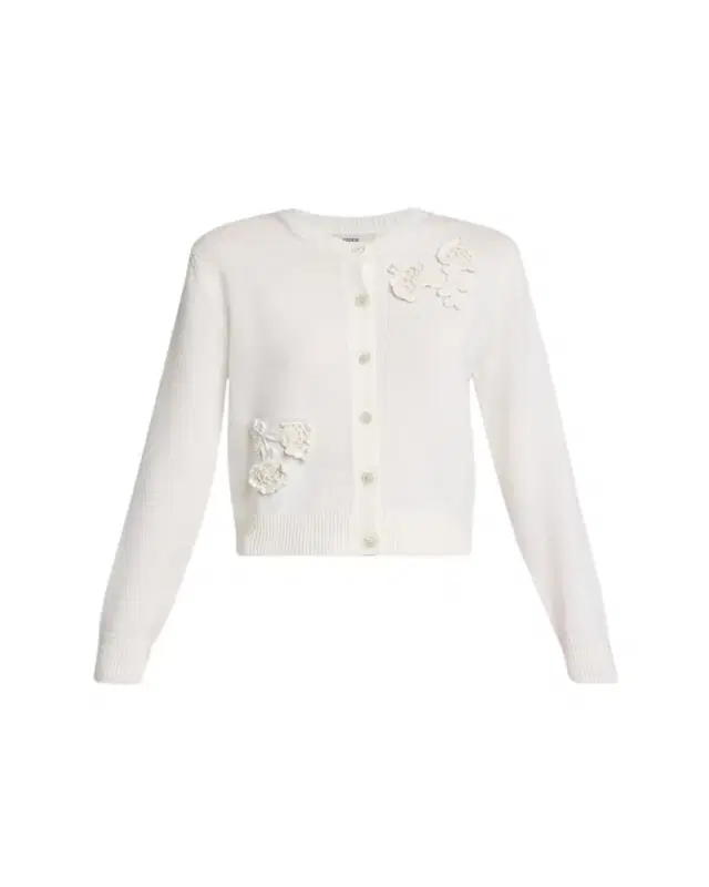 Floral Applique Wool Knit Cardigan
