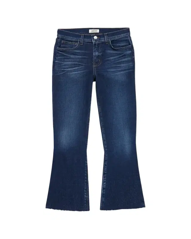 L'AGENCE Kendra High-Rise Crop Flare Jeans with Raw Hem