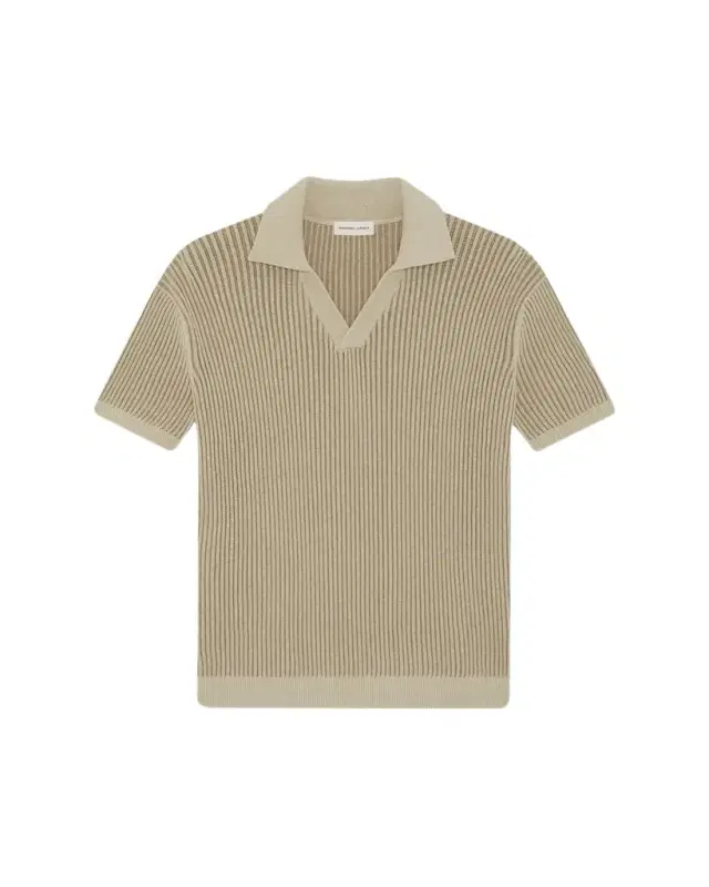 Rino CottonCashmere Rib-Knit Polo Sweater