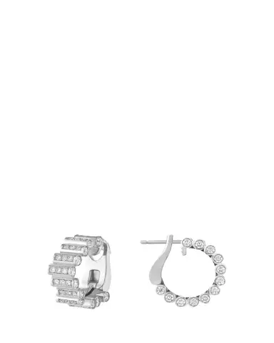 Viltier 18K White Gold Edge Diamond Pave Hoop Earrings | Thumbnail 1 Viltier 18K White Gold Edge Diamond Pave Hoop Earrings | Thumbnail 1