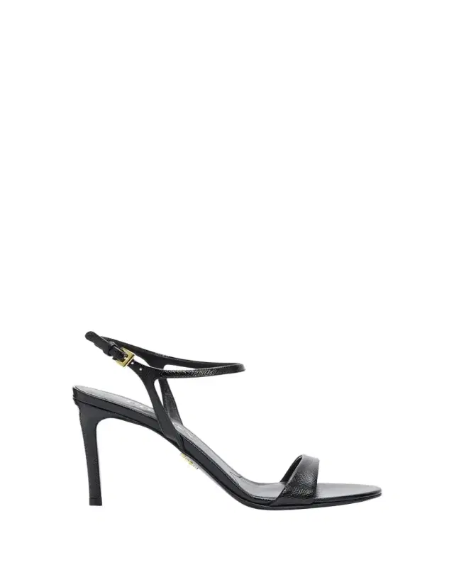 85mm Vernice Saffiano Leather Ankle-Strap Sandals