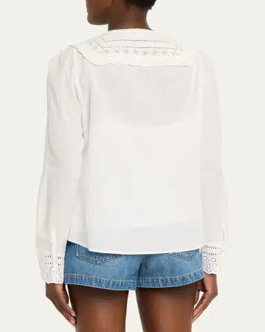 Veronica Beard Clermont Embroidered Long-Sleeve Blouse | Thumbnail 3 Veronica Beard Clermont Embroidered Long-Sleeve Blouse | Thumbnail 3