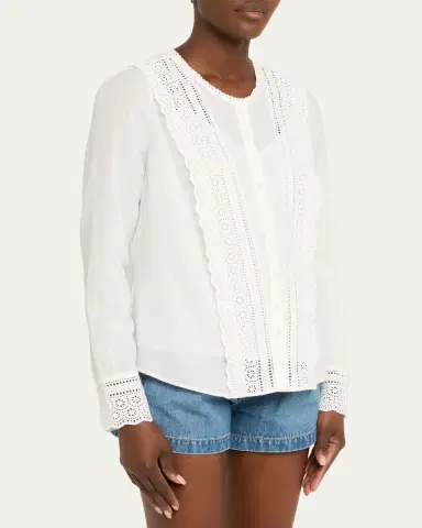 Veronica Beard Clermont Embroidered Long-Sleeve Blouse | Thumbnail 4 Veronica Beard Clermont Embroidered Long-Sleeve Blouse | Thumbnail 4