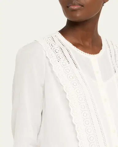 Veronica Beard Clermont Embroidered Long-Sleeve Blouse | Thumbnail 5 Veronica Beard Clermont Embroidered Long-Sleeve Blouse | Thumbnail 5