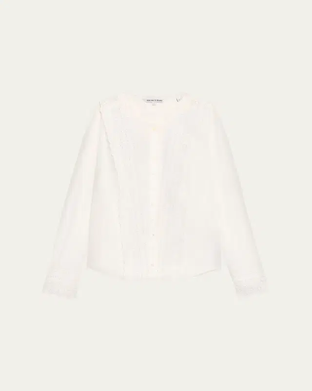 Veronica Beard Clermont Embroidered Long-Sleeve Blouse