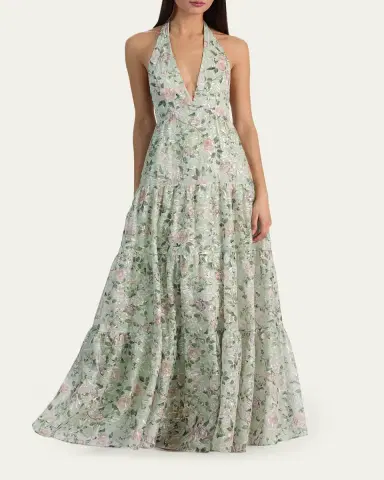 Alice + Olivia Maura Embroidered Floral Tiered Maxi Dress | Thumbnail 2
