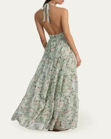 Alice + Olivia Maura Embroidered Floral Tiered Maxi Dress | Thumbnail 3