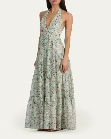 Alice + Olivia Maura Embroidered Floral Tiered Maxi Dress | Thumbnail 4
