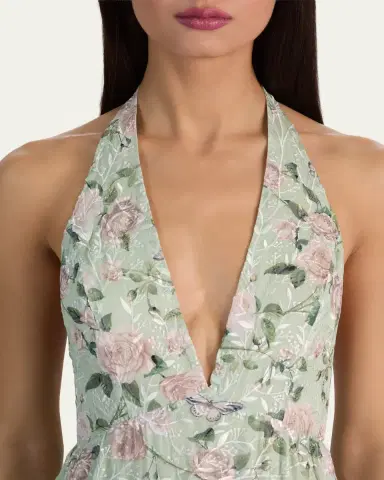 Alice + Olivia Maura Embroidered Floral Tiered Maxi Dress | Thumbnail 5