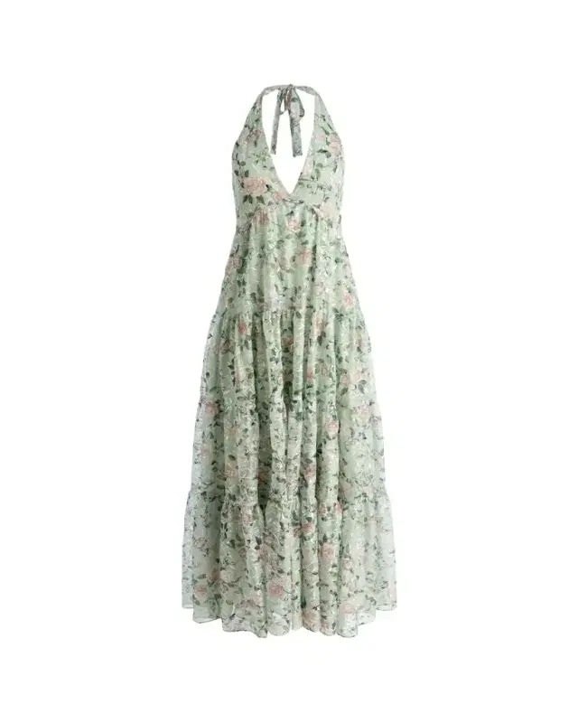 Maura Embroidered Floral Tiered Maxi Dress
