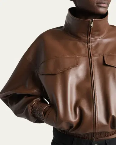 Balenciaga High-Collar Leather Blouson Jacket | Thumbnail 5