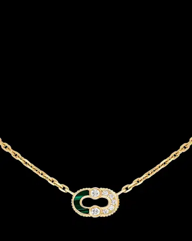 Viltier Magnetic Semi-Necklace with Malachite and Diamonds | Thumbnail 2