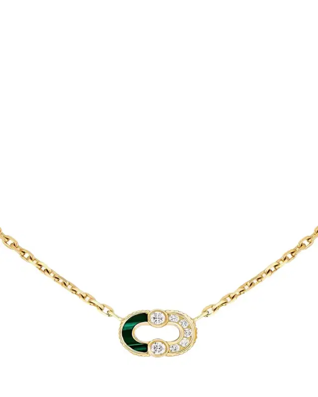 Viltier Magnetic Semi-Necklace with Malachite and Diamonds