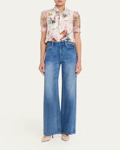 Alice + Olivia Brentley Floral Tie-Neck Blouse | Thumbnail 2 Alice + Olivia Brentley Floral Tie-Neck Blouse | Thumbnail 2