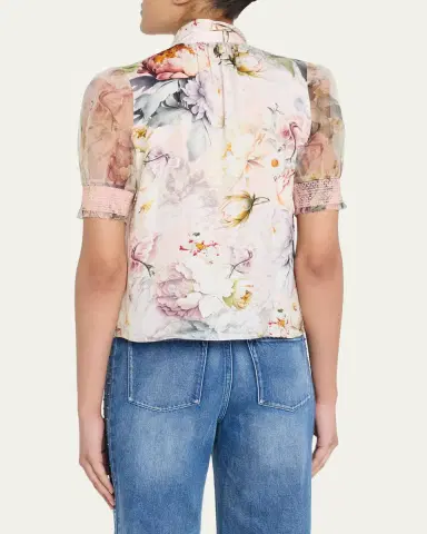 Alice + Olivia Brentley Floral Tie-Neck Blouse | Thumbnail 3 Alice + Olivia Brentley Floral Tie-Neck Blouse | Thumbnail 3