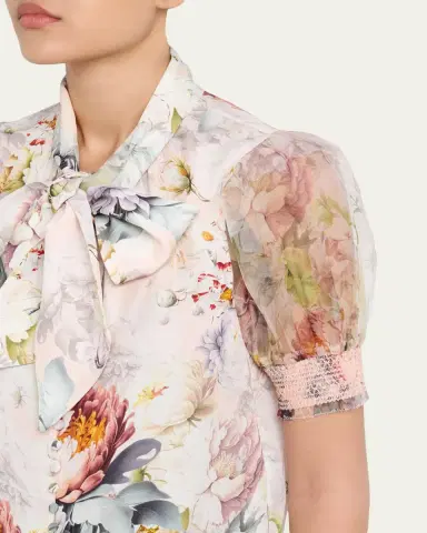 Alice + Olivia Brentley Floral Tie-Neck Blouse | Thumbnail 5 Alice + Olivia Brentley Floral Tie-Neck Blouse | Thumbnail 5