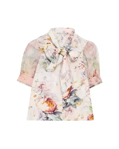 Alice + Olivia Brentley Floral Tie-Neck Blouse | Thumbnail 1 Alice + Olivia Brentley Floral Tie-Neck Blouse | Thumbnail 1