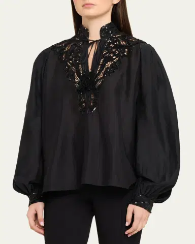 Kobi Halperin Harper Sequin Lace-Yoke Blouse | Thumbnail 4 Kobi Halperin Harper Sequin Lace-Yoke Blouse | Thumbnail 4