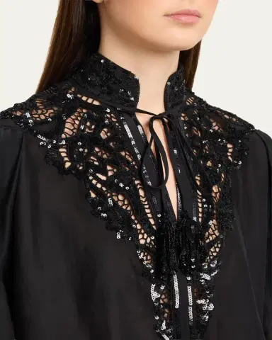 Kobi Halperin Harper Sequin Lace-Yoke Blouse | Thumbnail 5 Kobi Halperin Harper Sequin Lace-Yoke Blouse | Thumbnail 5