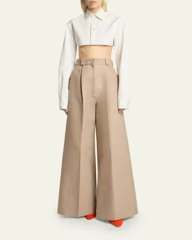 Balenciaga Organdi Cotton-Silk Poplin Crop Collared Shirt | Thumbnail 2