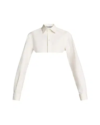 Balenciaga Organdi Cotton-Silk Poplin Crop Collared Shirt | Thumbnail 1