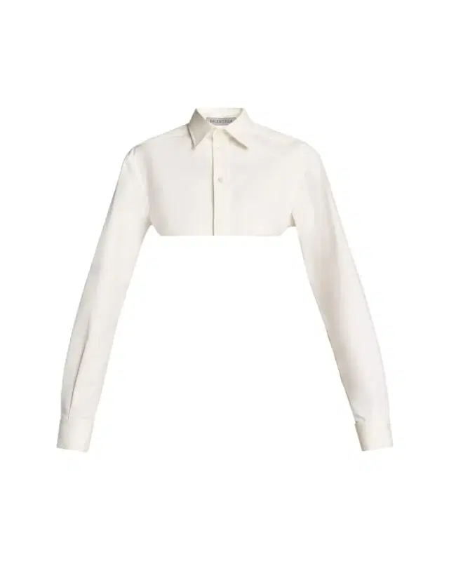 Organdi Cotton-Silk Poplin Crop Collared Shirt