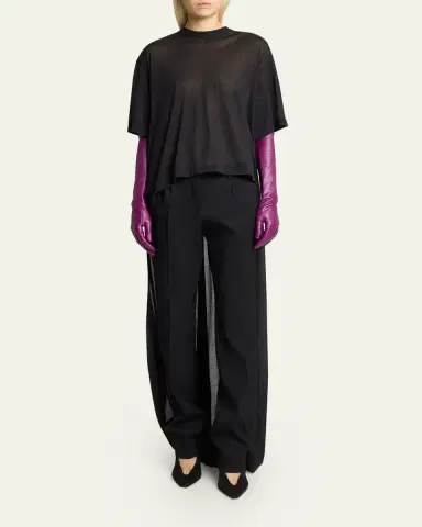 Balenciaga Transparent Jersey Short-Sleeve Train T-Shirt | Thumbnail 2 Balenciaga Transparent Jersey Short-Sleeve Train T-Shirt | Thumbnail 2