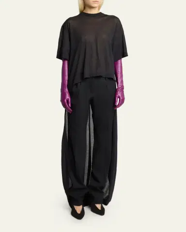 Balenciaga Transparent Jersey Short-Sleeve Train T-Shirt | Thumbnail 4 Balenciaga Transparent Jersey Short-Sleeve Train T-Shirt | Thumbnail 4