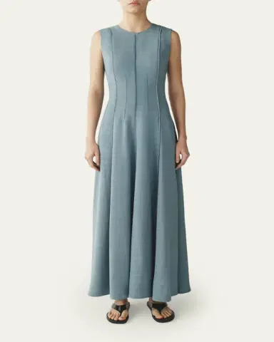 Attersee Sleeveless Raw-Edge Paneled Fluid Viscose Maxi Dress | Thumbnail 2