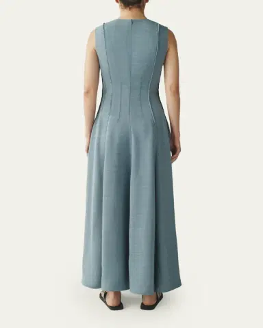 Attersee Sleeveless Raw-Edge Paneled Fluid Viscose Maxi Dress | Thumbnail 3