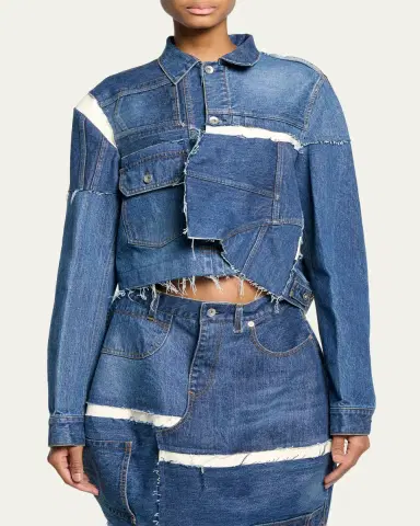 Sacai Reconstructed Crop Denim Jacket | Thumbnail 4 Sacai Reconstructed Crop Denim Jacket | Thumbnail 4