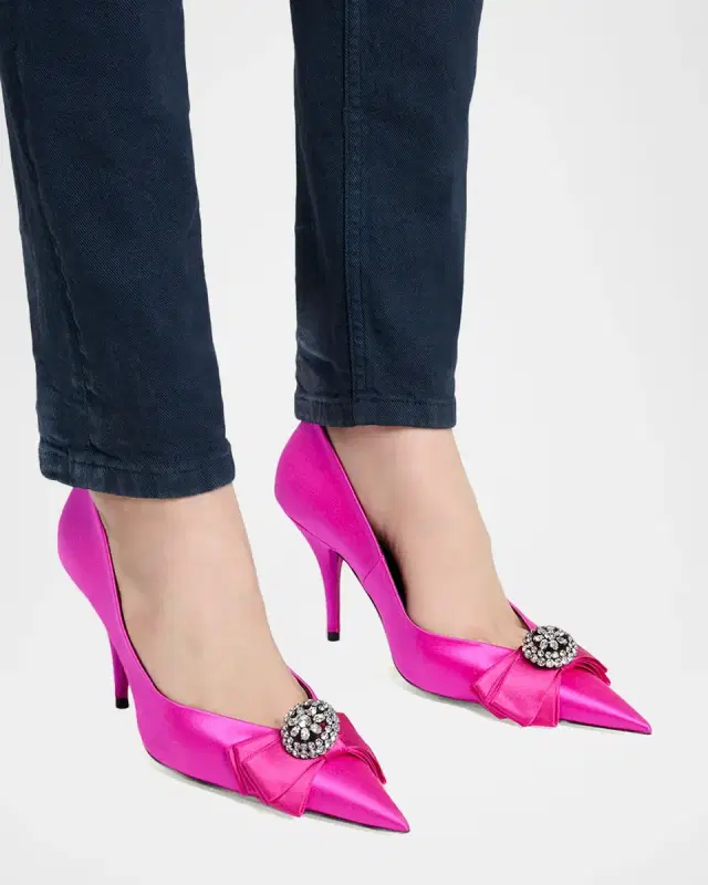 110mm Avenue Palazzo Embellished Satin Pumps