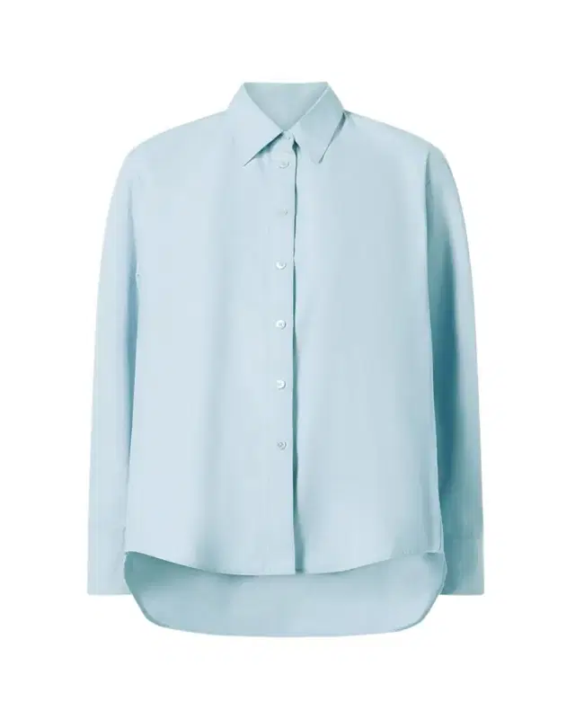 Slub Cotton Poplin Button-Down Cocoon Shirt