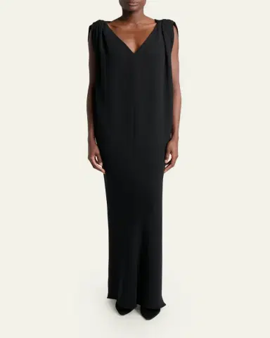 Balenciaga Sleeveless Silk-Wool Crepe Sack Maxi Dress | Thumbnail 2