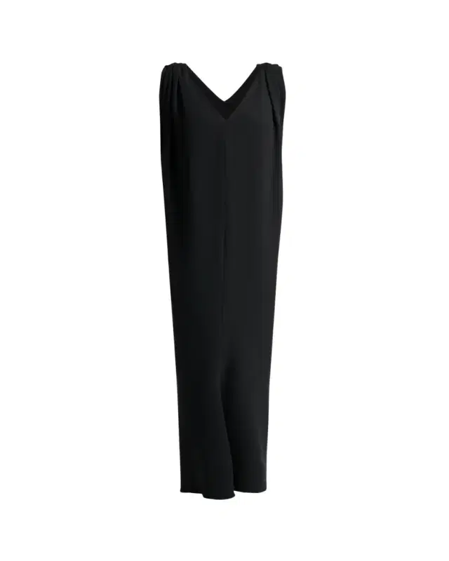 Balenciaga Sleeveless Silk-Wool Crepe Sack Maxi Dress